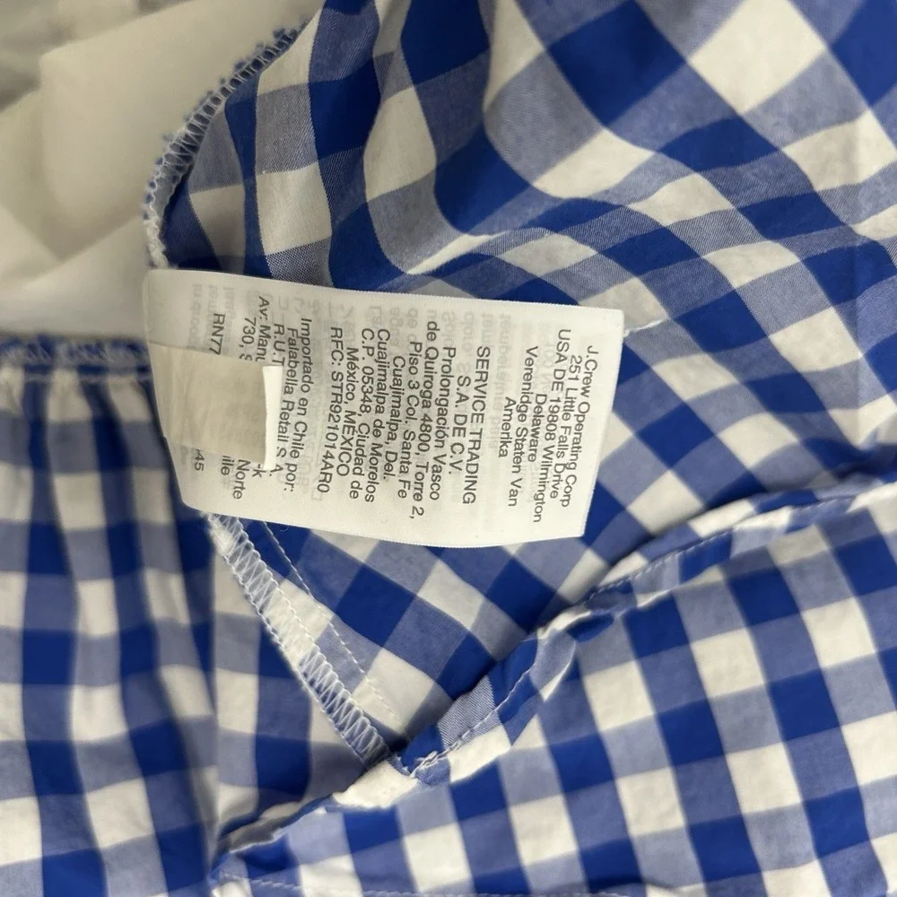 J. Crew Crewcuts Blue Gingham Dress‎ Tiered Ruffle Classic Size 8 French Picnic